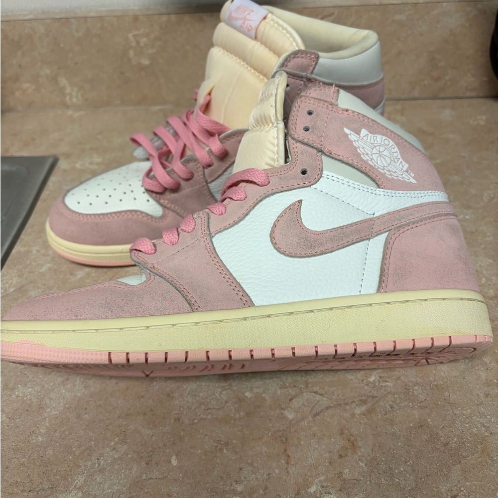 Jordan Women's Pink and Cream High-Top Sneakers pink OG Retro